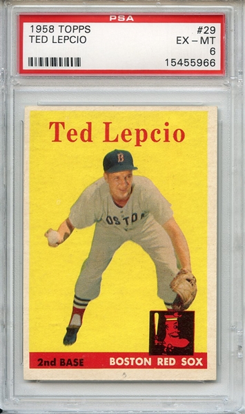 1958 Topps 29 Ted Lepcio PSA EX-MT 6