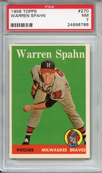 1958 Topps 270 Warren Spahn PSA NM 7