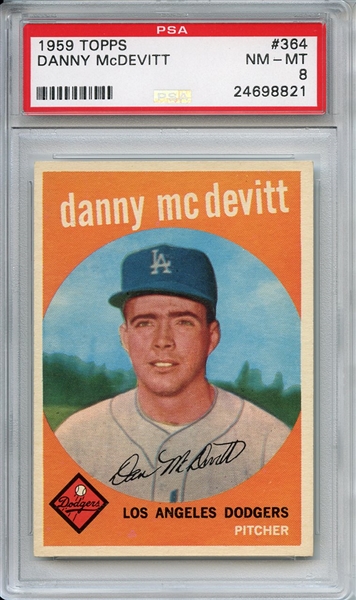 1959 Topps 364 Danny McDevitt PSA NM-MT 8