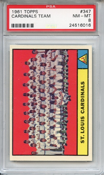 1961 Topps 347 St. Louis Cardinals Team PSA NM-MT 8