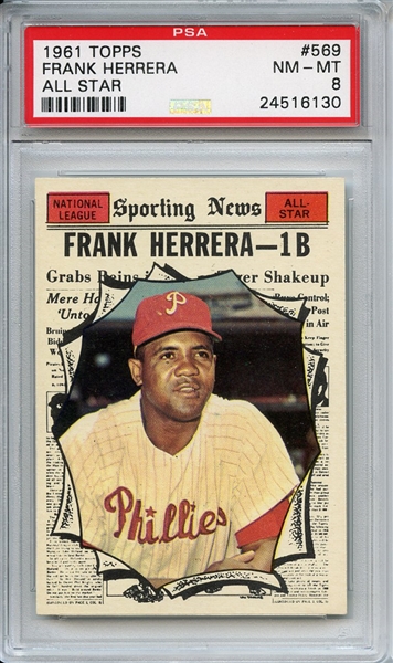 1961 Topps 569 Frank Herrera All Star PSA NM-MT 8