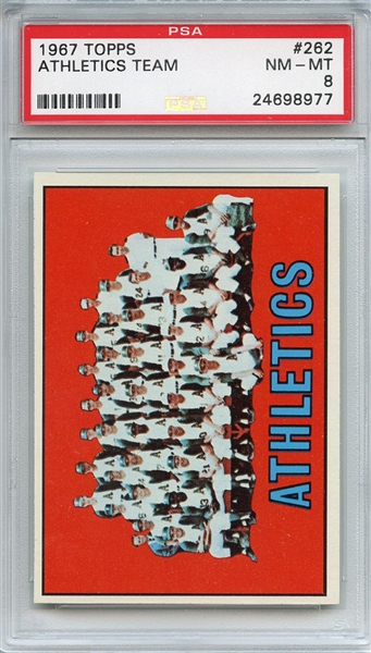 1967 Topps 262 Kansas City Athletics Team PSA NM-MT 8