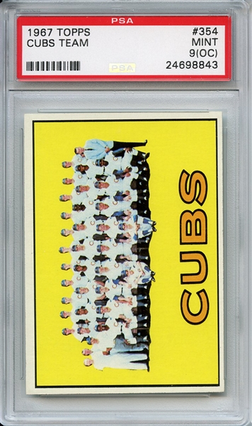 1967 Topps 354 Chicago Cubs Team PSA MINT 9 (OC)