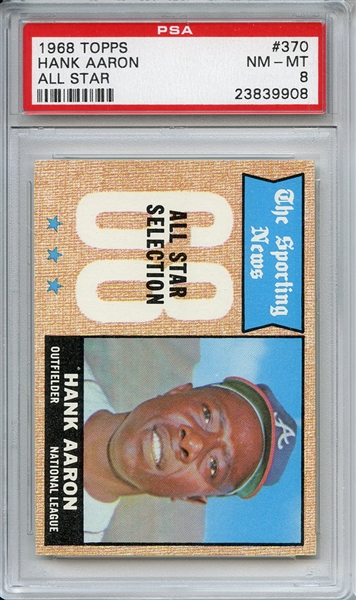 1968 Topps 370 Hank Aaron All Star PSA NM-MT 8