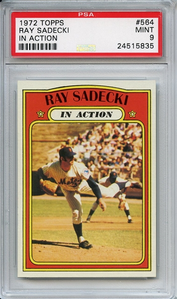 1972 Topps 564 Ray Sadecki In Action PSA MINT 9