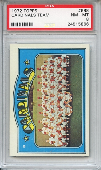 1972 Topps 688 St. Louis Cardinals Team PSA NM-MT 8