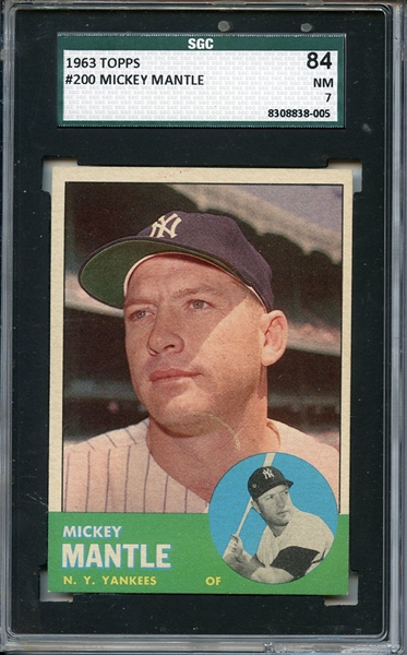 1963 Topps 200 Mickey Mantle SGC NM 84 / 7