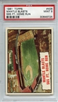 1961 Topps 406 Mickey Mantle Blasts 565 Ft Home Run PSA MINT 9