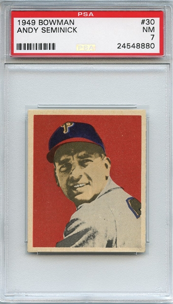 1949 Bowman 30 Andy Seminick PSA NM 7