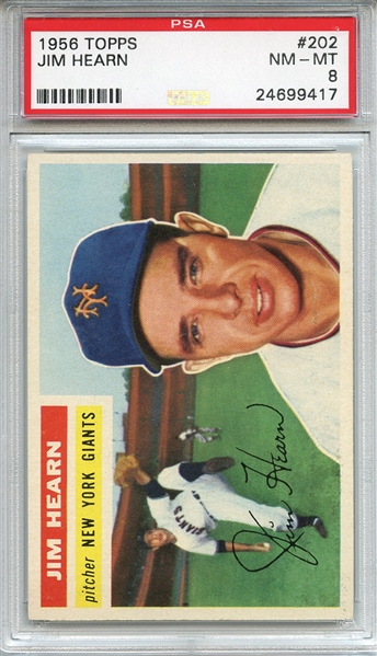 1956 Topps 202 Jim Hearn PSA NM-MT 8