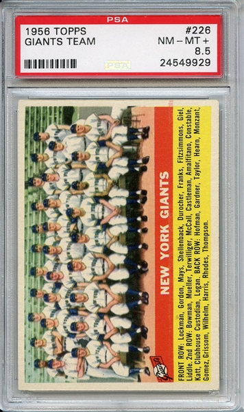 1956 Topps 226 New York Giants Team PSA NM-MT+ 8.5