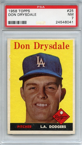 1958 Topps 25 Don Drysdale PSA NM 7