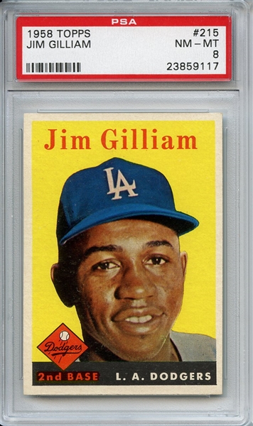 1958 Topps 215 Jim Gilliam PSA NM-MT 8