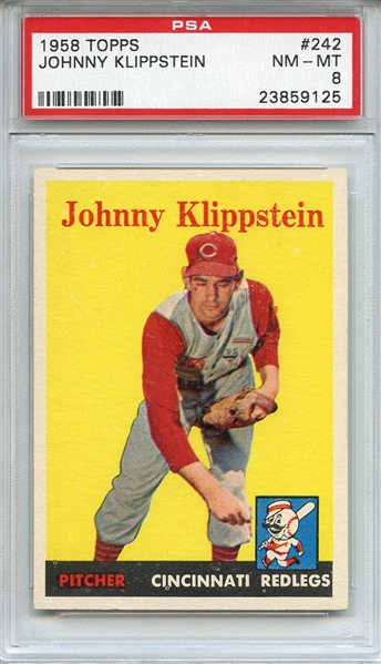 1958 Topps 242 Johnny Klippstein PSA NM-MT 8