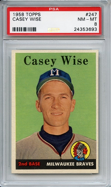 1958 Topps 247 Casey Wise PSA NM-MT 8