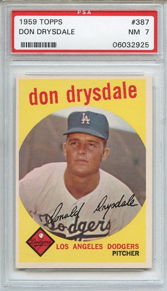 1959 Topps 387 Don Drysdale PSA NM 7