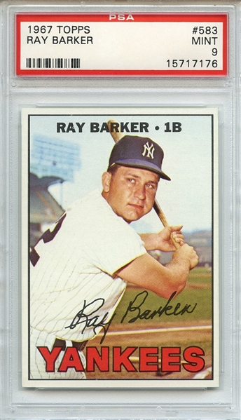 1967 Topps 583 Ray Barker PSA MINT 9