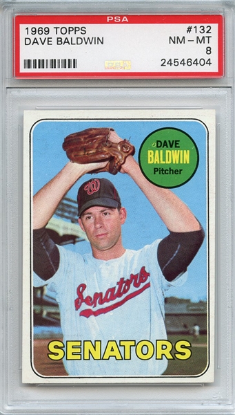 1969 Topps 132 Dave Baldwin PSA NM-MT 8