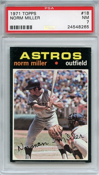 1971 Topps 18 Norm Miller PSA NM 7
