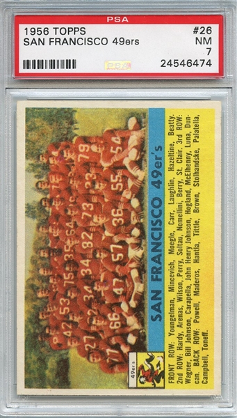 1956 Topps 26 San Francisco 49ers Team PSA NM 7