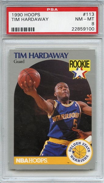 1990 Hoops 113 Tim Hardaway RC PSA NM-MT 8