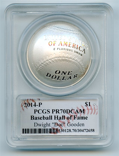 2014 P $1 Baseball HOF Silver Commemorative Signed by Doc Gooden PCGS PR70DCAM 