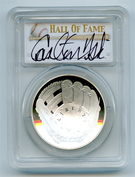 2014 P $1 Baseball HOF Silver Commemorative Signed by Carlton Fisk  PCGS PR70DCAM 