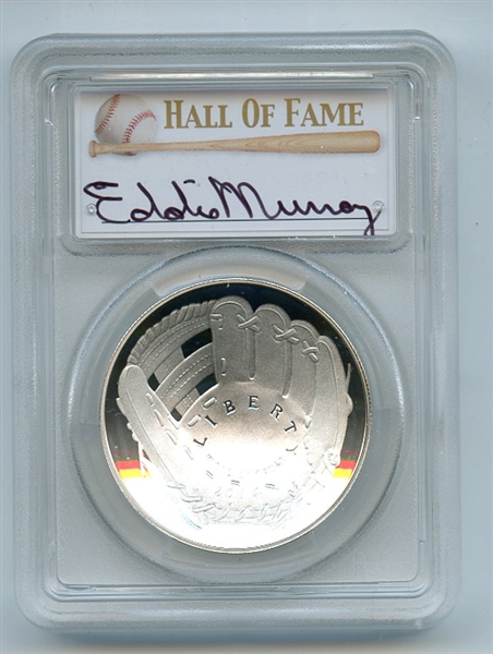 2014 P $1 Baseball HOF Silver Commemorative Signed by Eddie Murray PCGS PR70DCAM 
