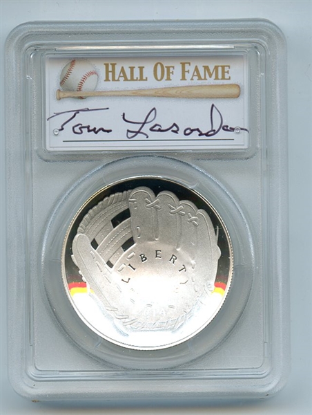 2014 P $1 Baseball HOF Silver Commemorative Signed by Tommy Lasorda PCGS PR70DCAM 