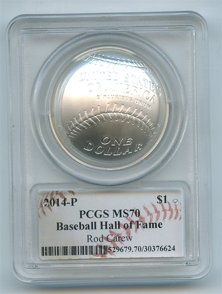 2014 P $1 Baseball HOF Silver Commemorative Signed by Rod Carew PCGS MS70