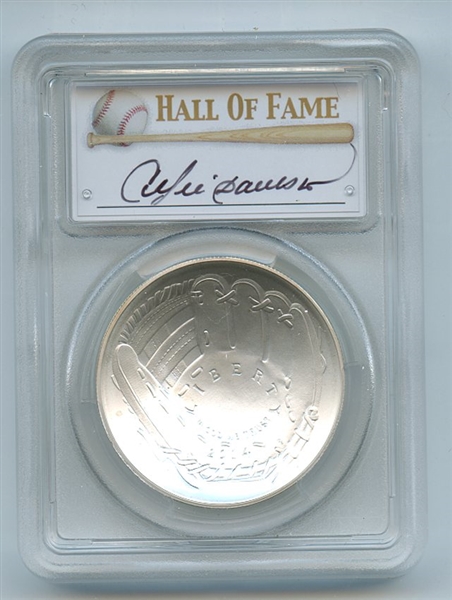 2014 P $1 Baseball HOF Silver Commemorative Signed by Andrew Dawson PCGS MS70