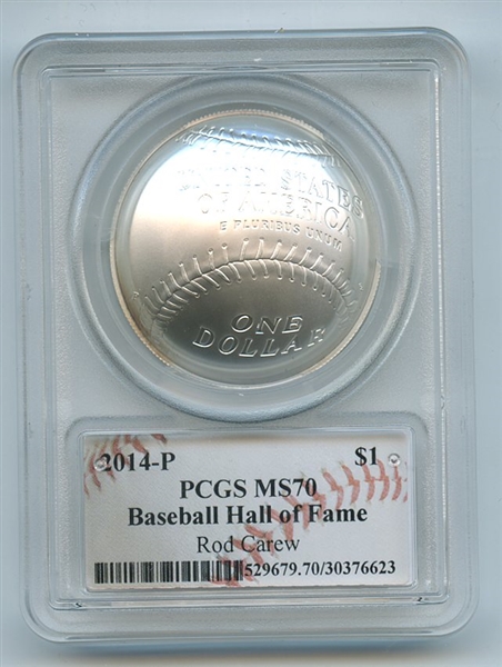 2014 P $1 Baseball HOF Silver Commemorative Signed by Rod Carew PCGS MS70