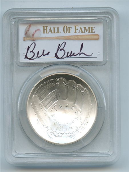 2014 P $1 Baseball HOF Silver Commemorative Signed by Bill Buckner PCGS MS70