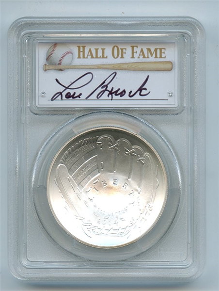 2014 P $1 Baseball HOF Silver Commemorative Signed by Lou Brock PCGS MS70