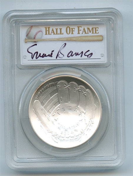 2014 P $1 Baseball HOF Silver Commemorative Signed by Ernie Banks PCGS MS70