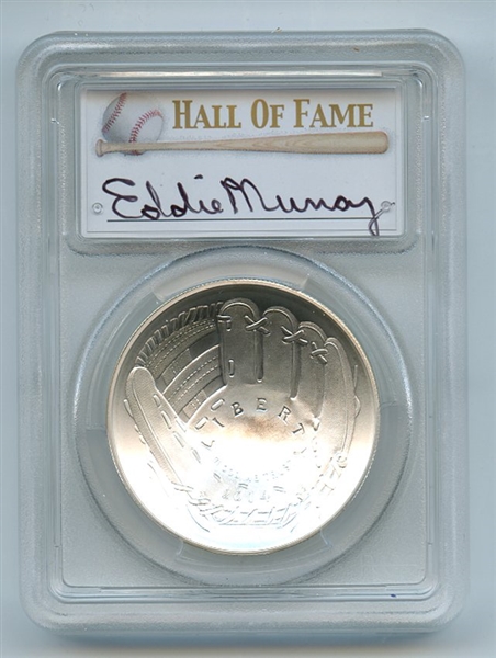 2014 P $1 Baseball HOF Silver Commemorative Signed by Eddie Murray PCGS MS70