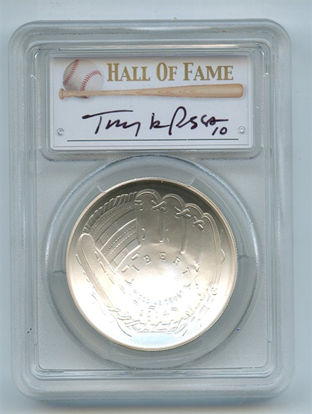 2014 P $1 Baseball HOF Silver Commemorative Signed by Tony LaRussa PCGS MS70