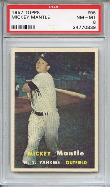 1957 Topps 95 Mickey Mantle PSA NM-MT 8
