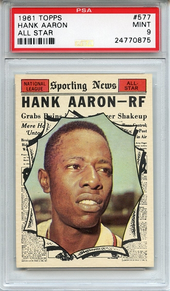 1961 Topps 577 Hank Aaron All Star PSA MINT 9