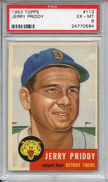1953 Topps 113 Jerry Priddy PSA EX-MT 6