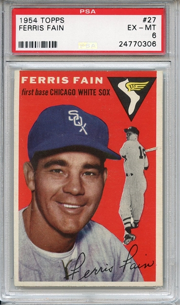 1954 Topps 27 Ferris Fain PSA EX-MT 6