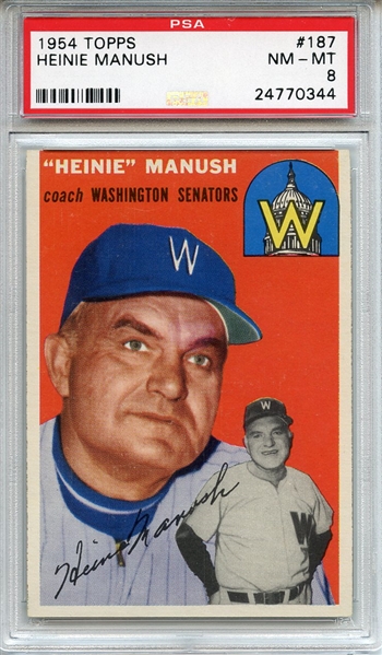 1954 Topps 187 Heinie Manush PSA NM-MT 8