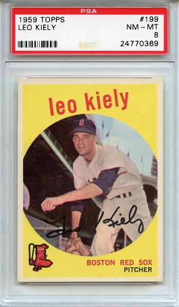 1959 Topps 199 Leo Kiely White Back PSA NM-MT 8