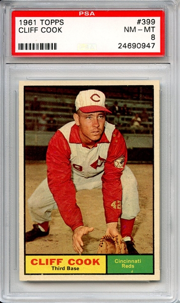 1961 Topps 399 Cliff Cook PSA NM-MT 8