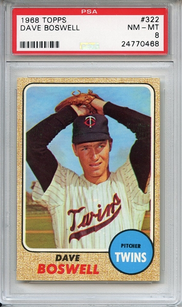 1968 Topps 322 Dave Boswell PSA NM-MT 8