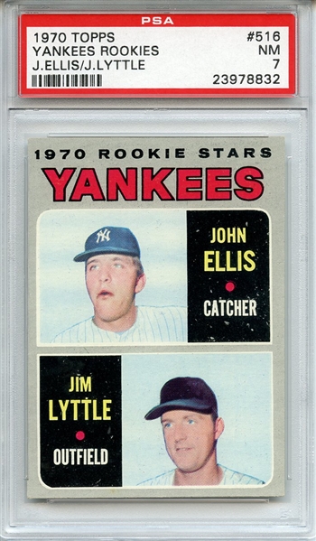 1970 Topps 516 New York Yankees Rookies PSA NM 7