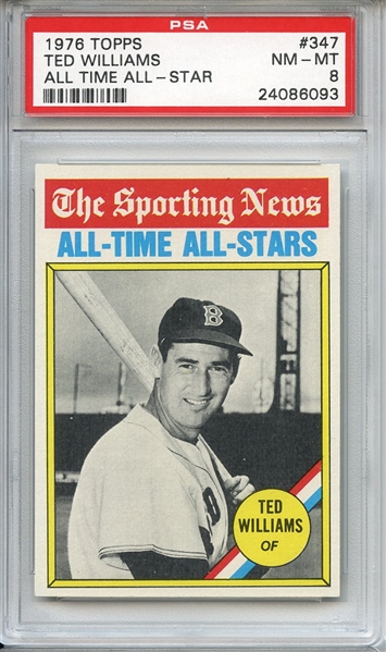 1976 Topps 347 Ted Williams All Time All Star PSA NM-MT 8
