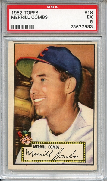 1952 Topps 18 Merrill Combs Red Back PSA EX 5