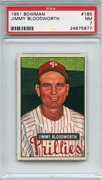 1951 Bowman 185 Jimmy Bloodworth PSA NM 7