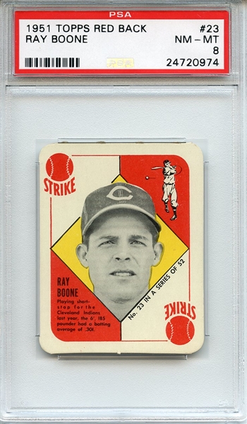 1951 Topps Red Back 23 Ray Boone PSA NM-MT 8